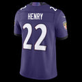B.Ravens #22 Derrick Henry Purple Vapor F.U.S.E. Sewn Down Limited Stitched Football American Jersey