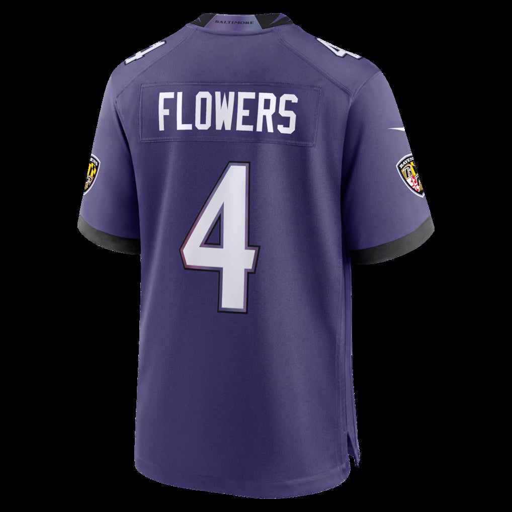 B.Ravens #4 Zay Flowers Purple Team Game Stitched Football American Jersey