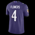 B.Ravens #4 Zay Flowers Purple Vapor F.U.S.E. Sewn Down Limited Stitched Football American Jersey