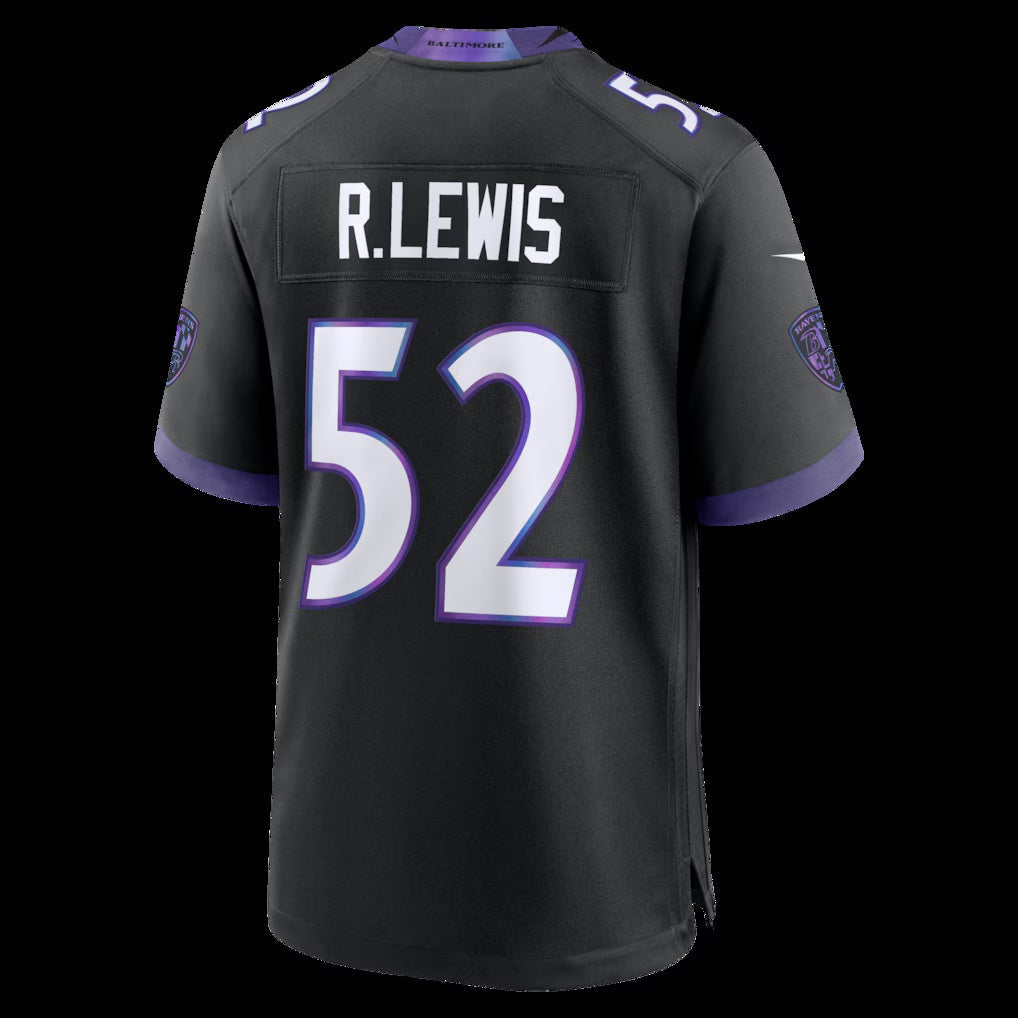 B.Ravens #52 Ray Lewis Black Alternate Retired Player Game Stitched Football American Jersey