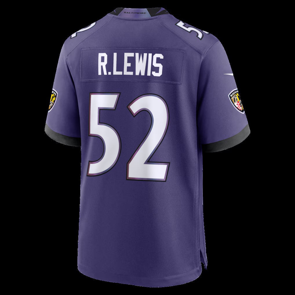 B.Ravens #52 Ray Lewis Purple Team Retired Player Game Stitched Football American Jersey