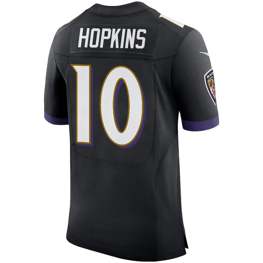 B.Ravens #10 DeAndre  Hopkins Black Game Jersey Stitched American Football Jerseys