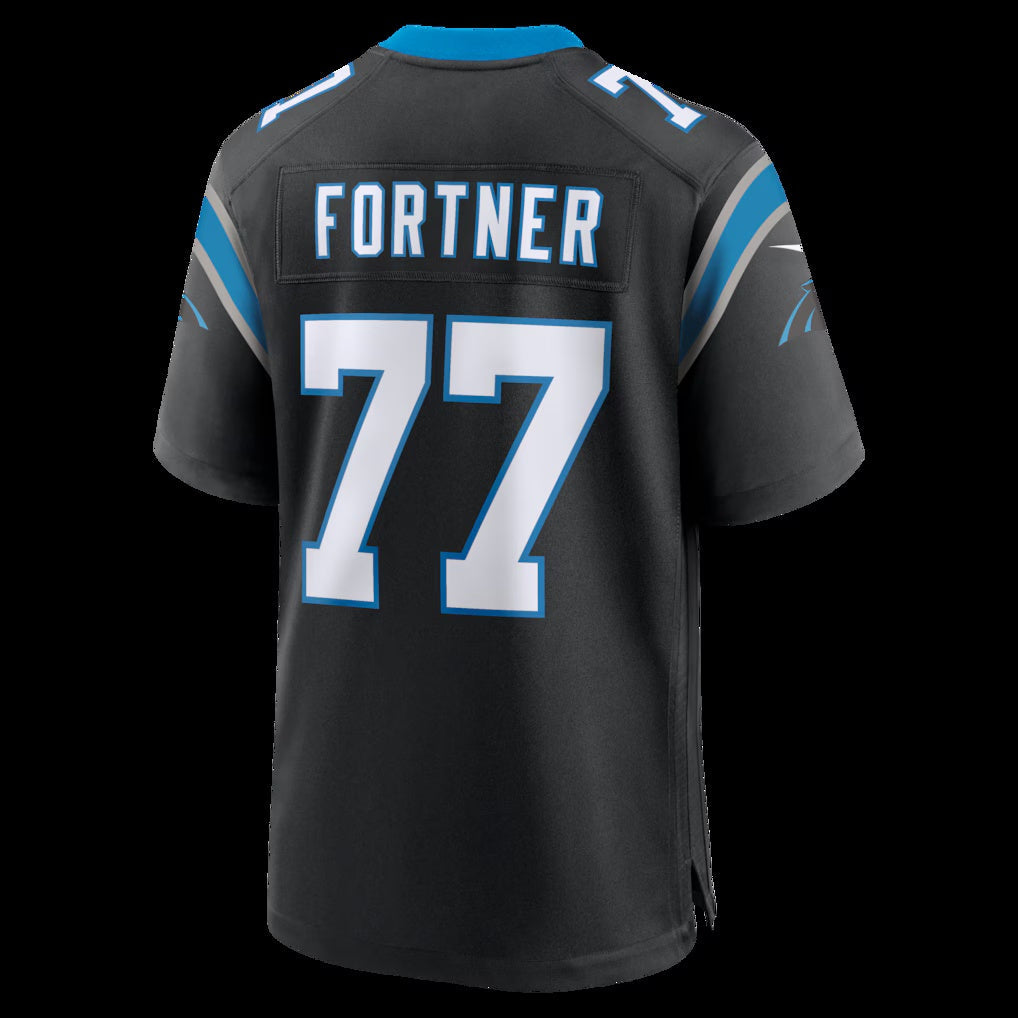 C.Panthers #77 Luke Fortner Black Team Game Stitched American Football Jerseys