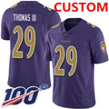 Custom B.Ravens Purple Men's Stitched Limited Rush 100th Season Jersey Stitched American Football Jerseys