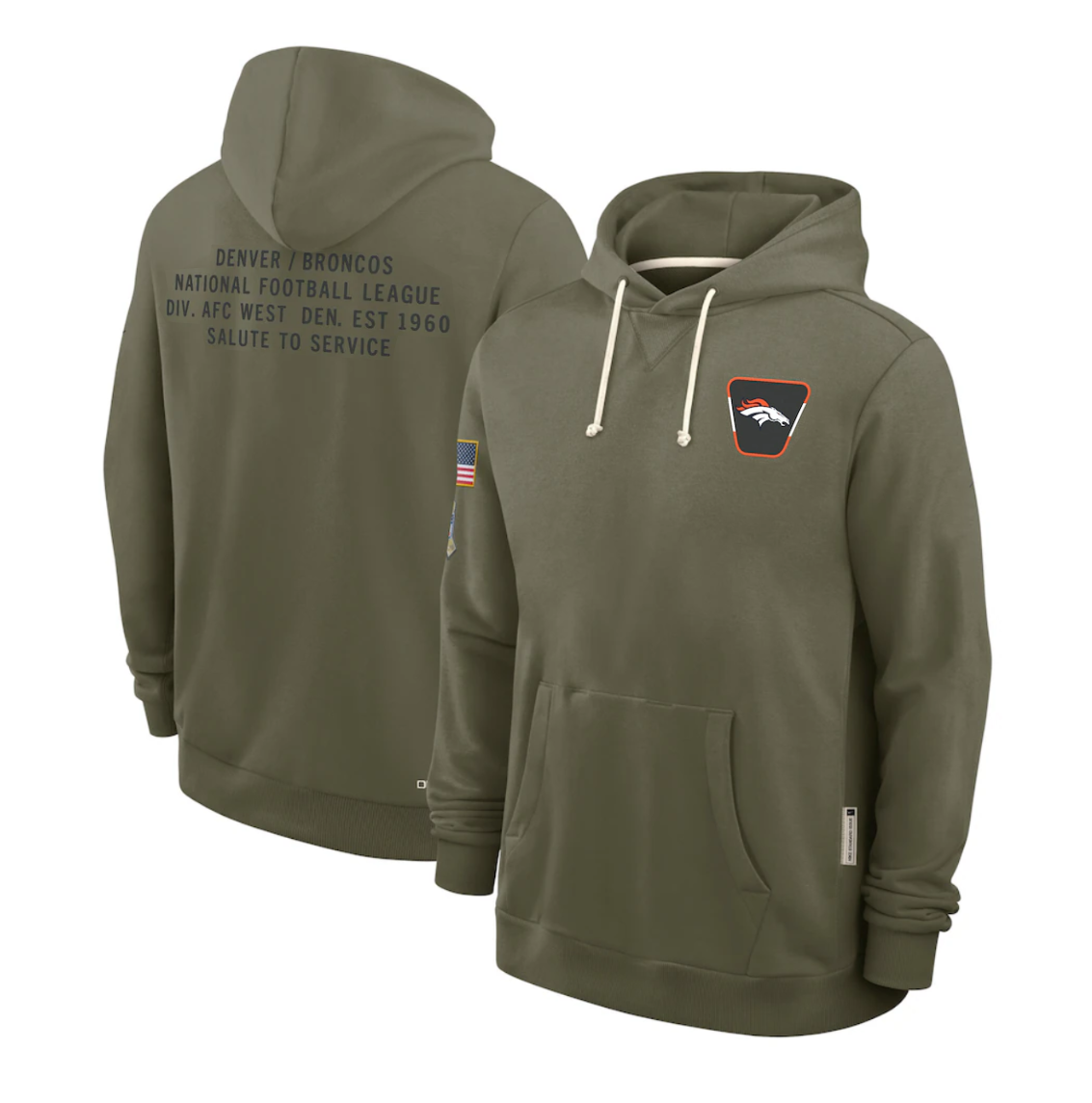 D.Broncos Olive 2025 Salute to Service Sideline Standard Issue Dri-FIT Hoodie Stitched American Football Jerseys