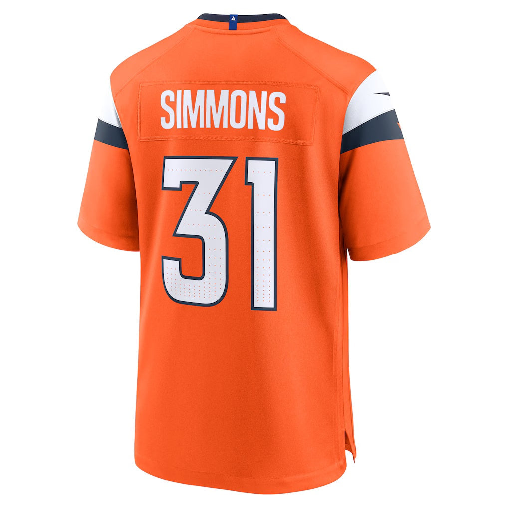 D.Broncos #31 Justin Simmons Orange Game Stitched American Football Jerseys