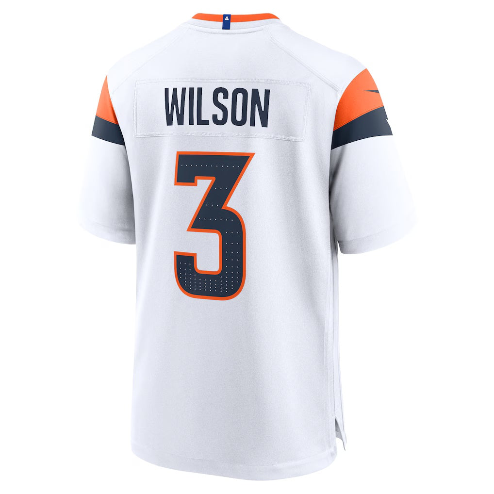 D.Broncos #3 Russell Wilson White Game Stitched American Football Jerseys