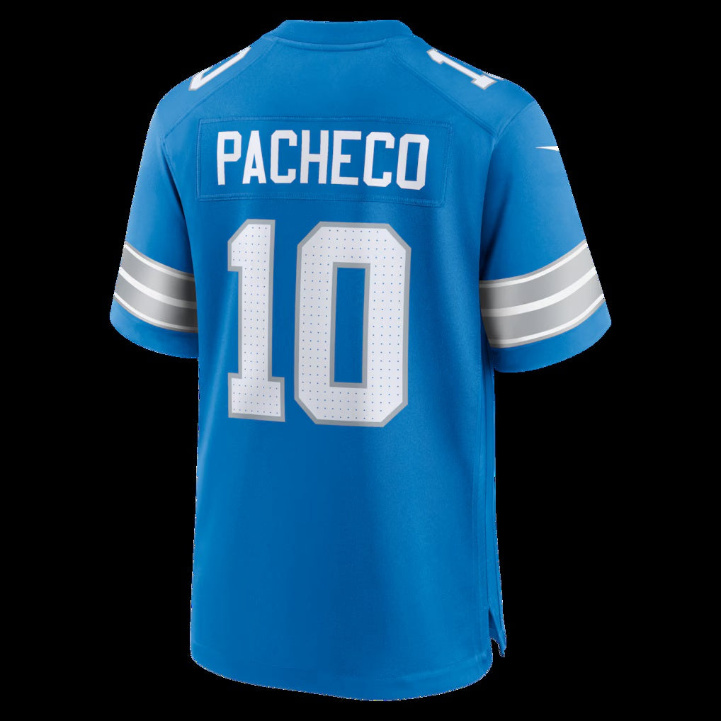 D.Lions #10 Isiah Pacheco Blue Team Game American Football Jersey