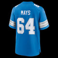 D.Lions #64 Cade Mays Blue Team Game American Football Jersey