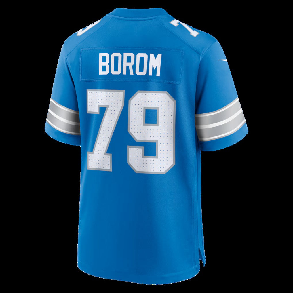 D.Lions #79 Larry Borom Blue Team Game American Football Jersey