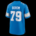 D.Lions #79 Larry Borom Blue Team Game American Football Jersey