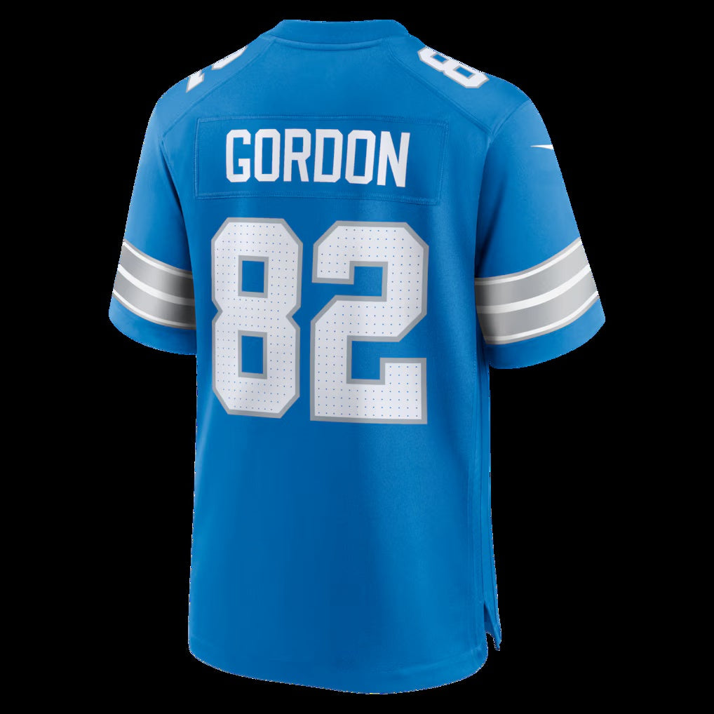 D.Lions #82 Thomas Gordon Blue Team Game American Football Jersey