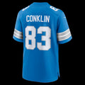 D.Lions #83 Tyler Conklin Blue Team Game American Football Jersey