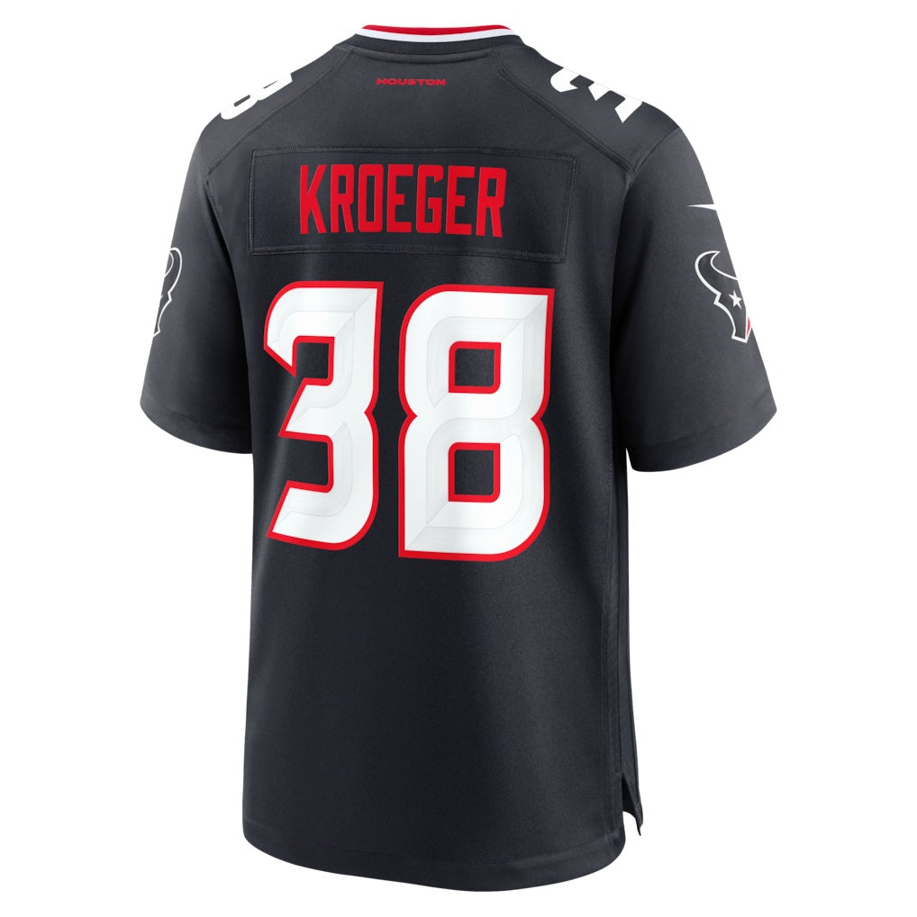 H.Texans #38 Kai Kroeger Navy Team Game American Football Jersey