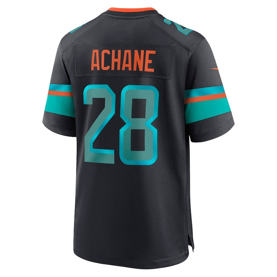 M.Dolphins #28 De¡¯Von Achane 2025 Rivalries Collection Game Jersey - Pitch Blue Stitched American Football Jerseys