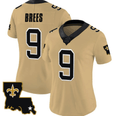 NO.Saints #9 Drew Brees Gold Game Jersey Stitched American Football Jersey